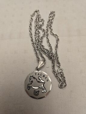 Taurus Zodiac Pendant Necklace Pewter